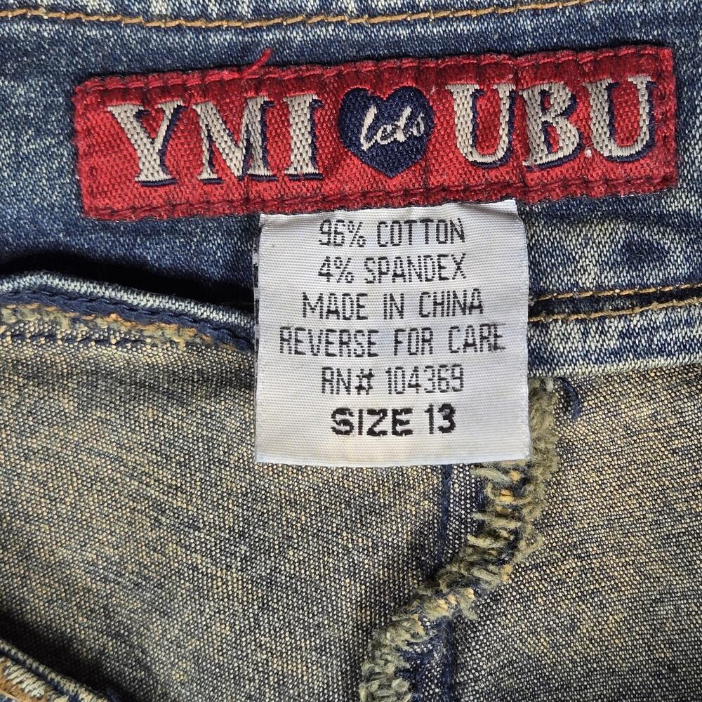 VTG YMI UBU Jeans 32x32 (JR 13) Split Hem Flare Leg Jeans Y2K Pocketless Stretch - Picture 4 of 11